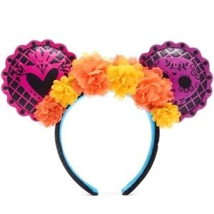 Disney Parks Minnie Mouse Dia de los Muertos Ears Headband For Adults.